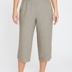 J. Jill Pure Jill Wide Leg Cropped Pants XL Petite 78% Linen 22% Cotton Beach